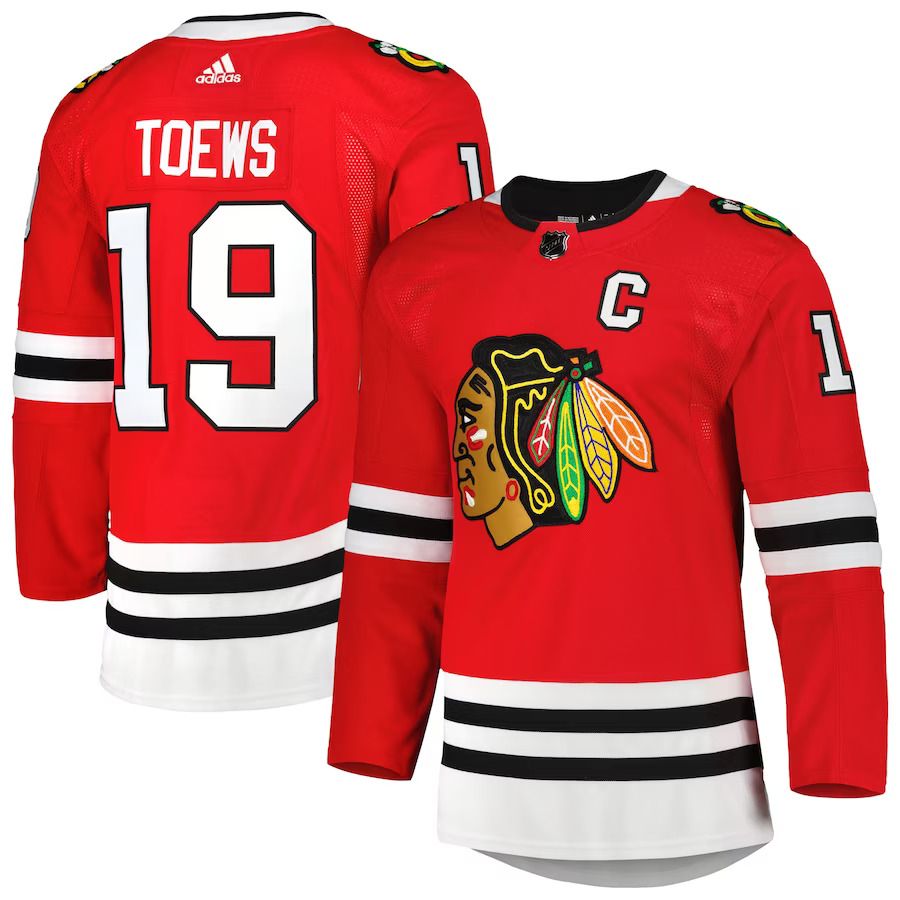 Men Chicago Blackhawks #19 Jonathan Toews adidas Red Captain Patch Home Primegreen Authentic Pro Player NHL Jersey->youth nhl jersey->Youth Jersey